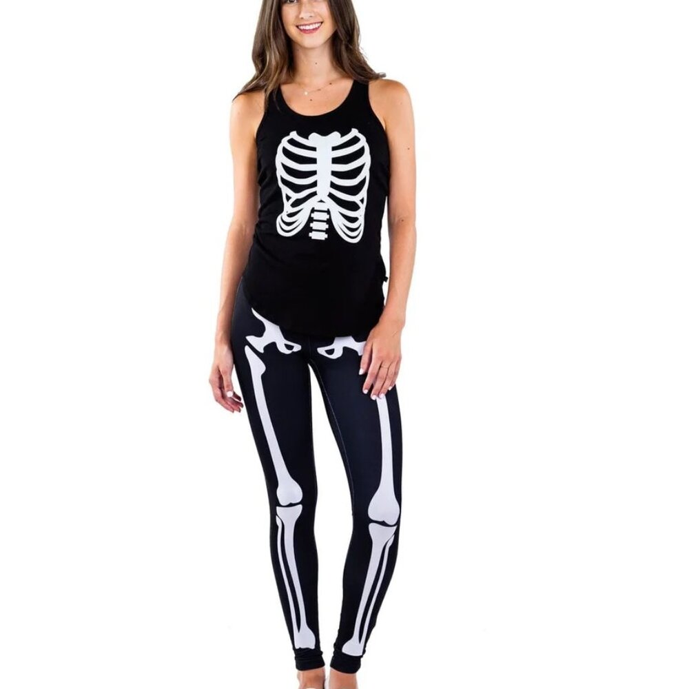 Black Skeleton Tank Top and Leggings Halloween Costume